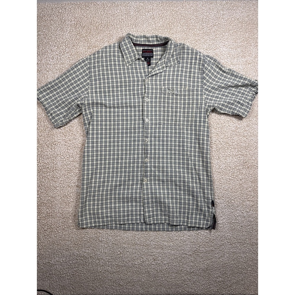 READ Y2K FUBU Flannel Button Up Men's M Shirt Beige 90s Hip Hop READ